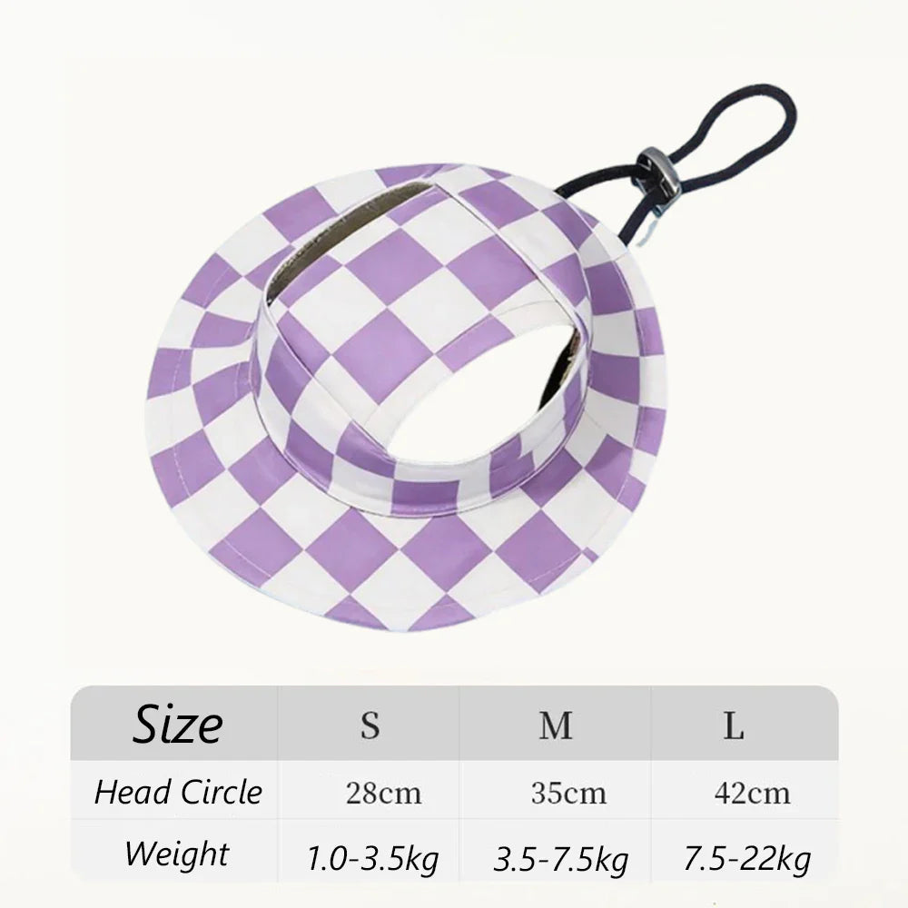 Cute Print Dog Hat for Small Medium Dogs | Adjustable Pet Cap for Pug Corgi Dachshund Purple Plaid Default