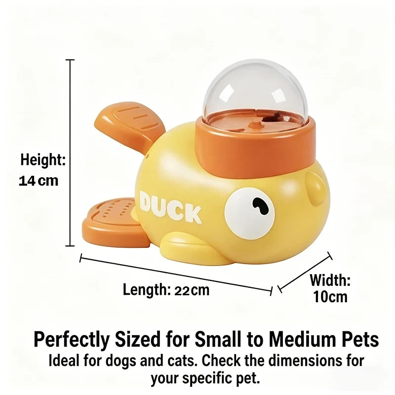 Dog 2-in-1 Interactive Toy Pet Automatic Food Treat Dispenser Cartoon Duck Design Slow Food Pet Snack Feeder for Dog Training