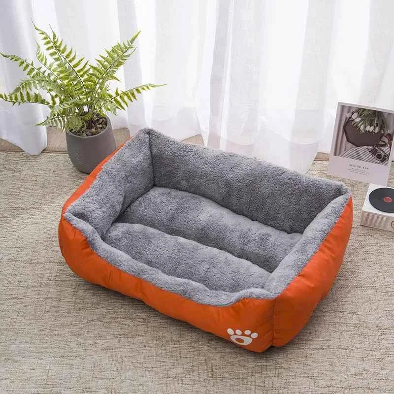 Color Square Winter Warm Pet Bed – Dog & Cat House Orange