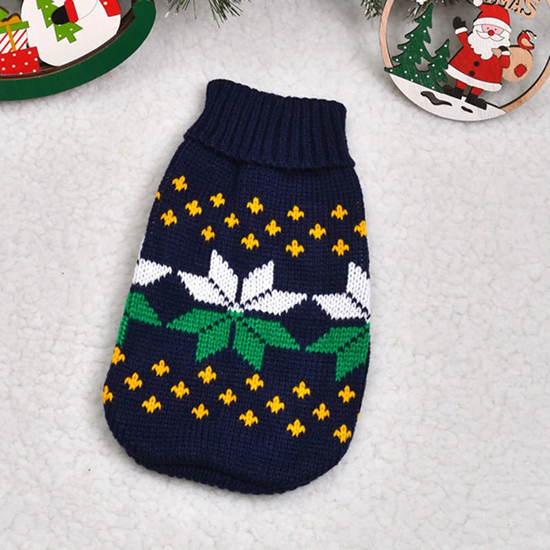 Christmas Cat Sweater Winter Warm Pet Costume for Cats Kedi katten Sphynx Clothing Mascotas Clothes for Dog Animals ropa de gato Navy Leaf China Mainland
