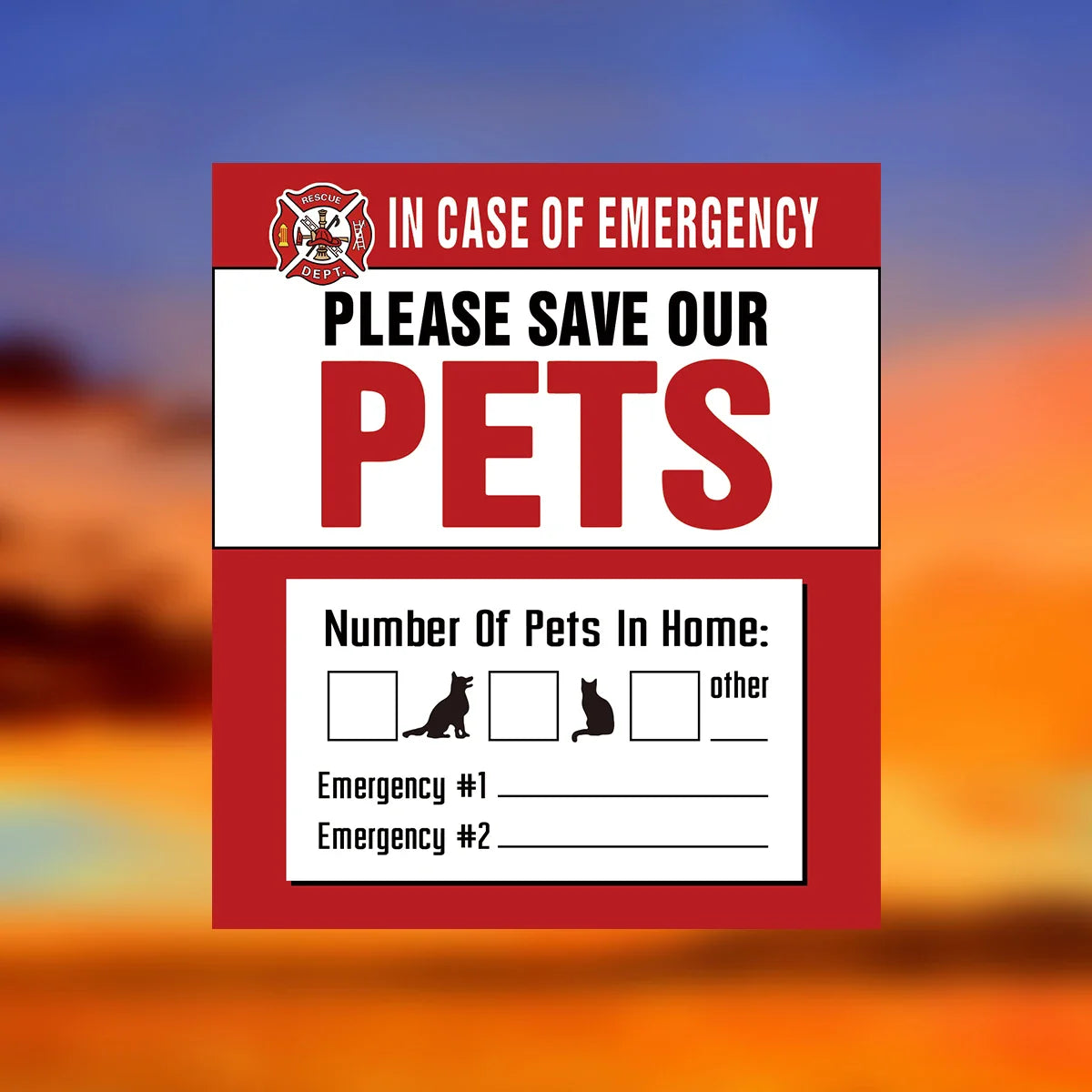 Pet Alert Stickers | Emergency Pet Rescue Window Decals (4 Pack) Window Decals G 11.5x10 cm