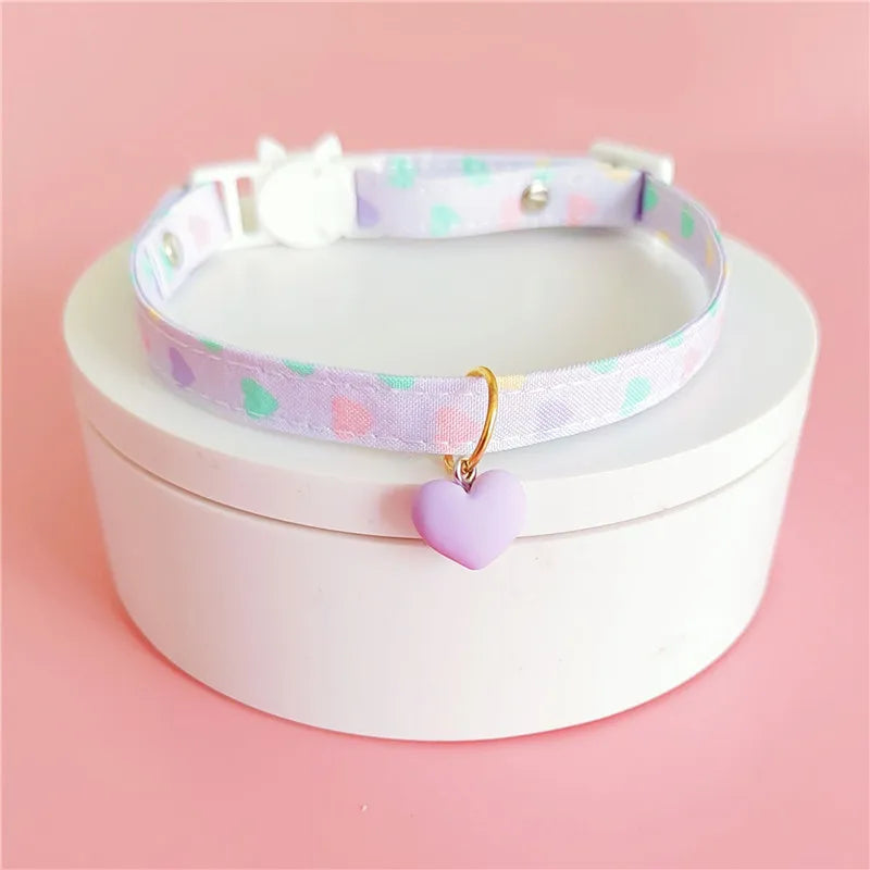 Pastel Heart Pet Collars Purple
