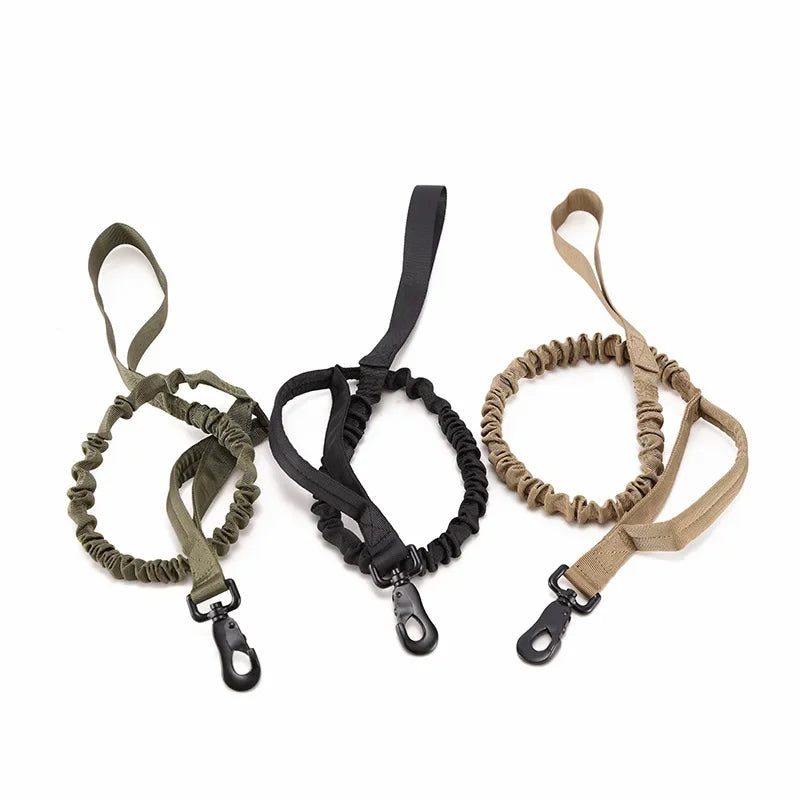 Tactical Military Dog Collar Leash Adjustable Nylon Leash for Medium Large Dogs Heavy Duty Dog Leash with Shock Absorption