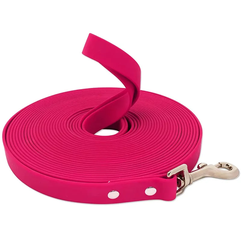 Waterproof PVC Dog Long Leash – Durable Easy-Clean Training & Recall Lead for Small to Large Dogs, 10 ft (3 m), 16 ft (5 m), 33 ft (10 m), 50 ft (15 m) Rose red