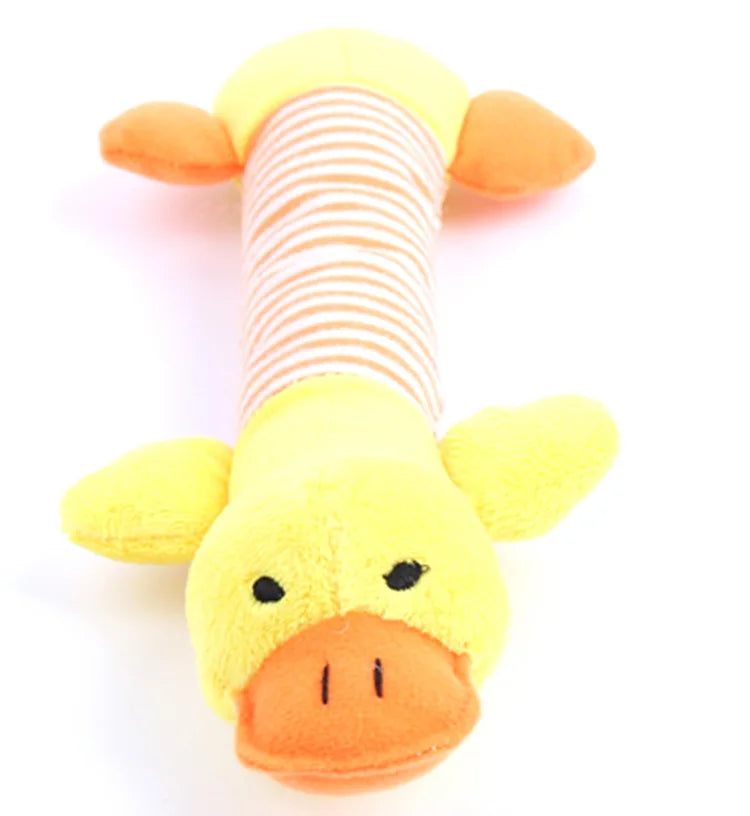 Stuffing-Free Squeaky Plush Dog Toy – Durable Crinkle Chew Toy, Simulated Animal Yellow