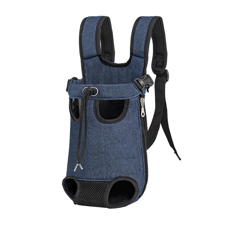 Breathable Camouflage Mesh Dog Carrier Backpack — Adjustable Pet Backpack for Small Dogs up to 22 lb (10 kg) Upgraded Blue
