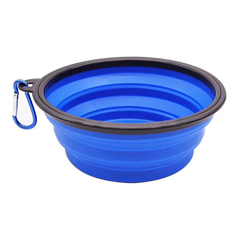 Portable Foldable Dog Bowl | Soft Silicone Travel Bowl for Food and Water Blue