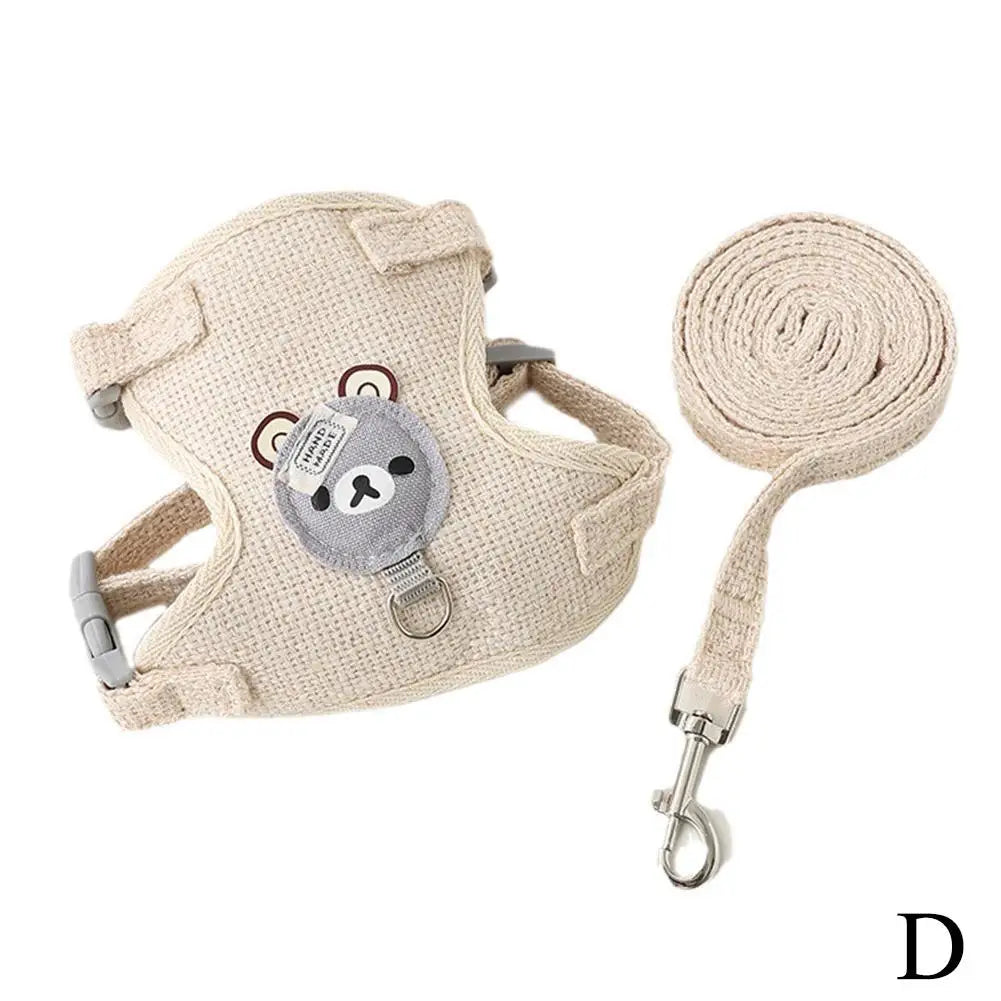 Cute Bear Vest Style Pet Leash for Small Pets Yellow CN