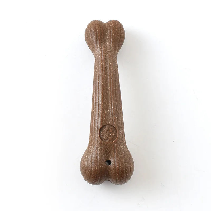 Dog Dental Chew Toy - Interactive Bamboo Bone for Teeth Cleaning, Breath Freshening & Durable Chew Training Brown bone