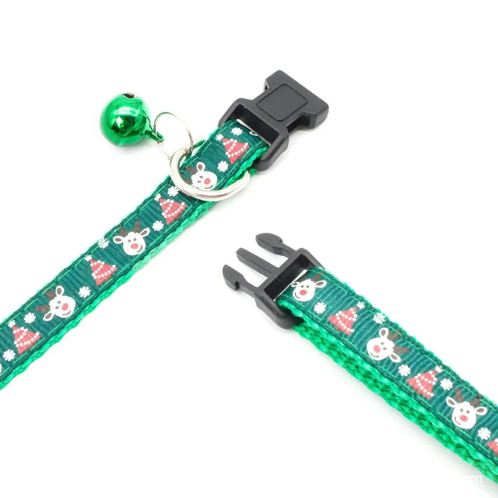 Pet Collar with Bell - Dog Chain Cat Necklace, Christmas Tree Print Pet Jewelry for Small Dogs & Cats