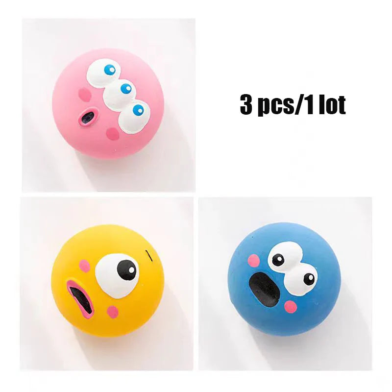 Dog Squeaky Chew Ball - Bite-Resistant Rubber Dental Cleaning Toy 3 pcs
