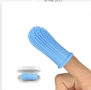 Soft Pet Finger Toothbrush | Dog Teeth Cleaning Breath Care Nontoxic Silicone blue