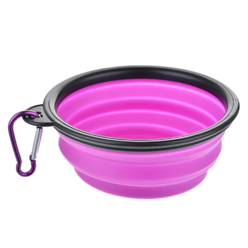 Collapsible TPR Travel Pet Bowl for Dogs & Cats — Portable Food & Water Dish (350/650/1000 ml | 12/22/34 oz) Purple