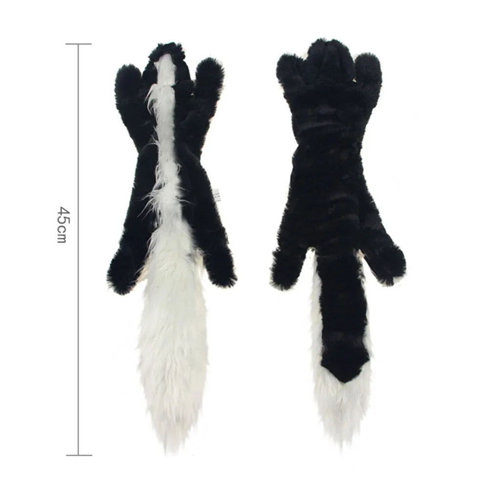 No-Stuffing Squeaky Dog Toy - Durable Simulated Animal Plush with Crinkle and Chew-Resistant Design Skunk