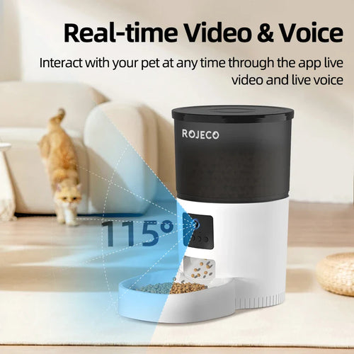 Automatic Pet Feeder with Camera & Voice Recorder — Smart Remote-Controlled Food Dispenser for Cats & Small Dogs