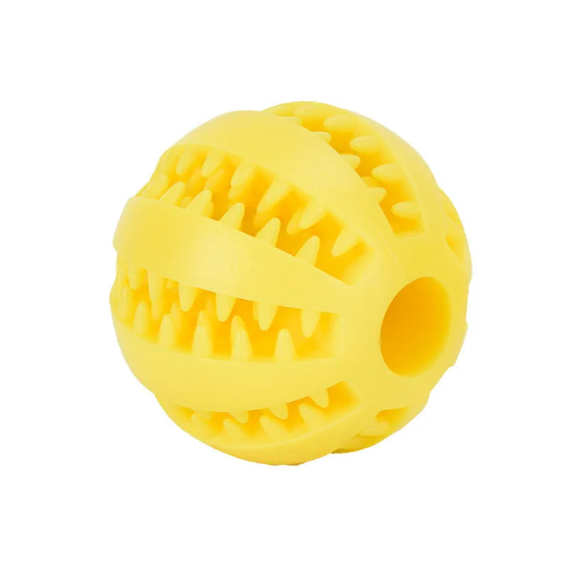 Interactive Rubber Dog & Cat Toy Ball, Puppy Chew Toy, Treat Feeder & Tooth-Cleaning Silicone Ball Yellow