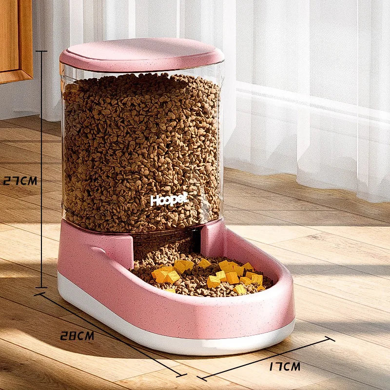 HOOPET Feeding Drinker Large Capacity Automatic Pet Supplies Wet Dry Dog Cat Feeder Drinking Bowl Dog Food Bowl Pet Supplies Feeder Pink