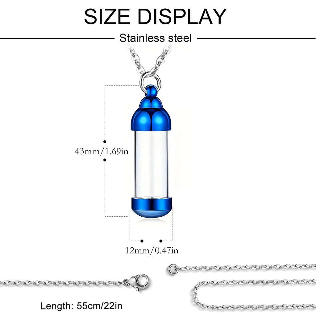 Small Glass Cremation Urn Vial Necklace for Ashes | Memorial Pet Charm