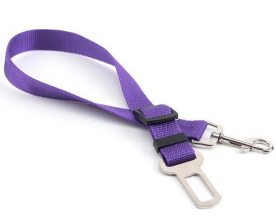 Adjustable Pet Car Seat Belt Harness for Dogs & Cats – Breakaway Travel Leash Restraint Purple