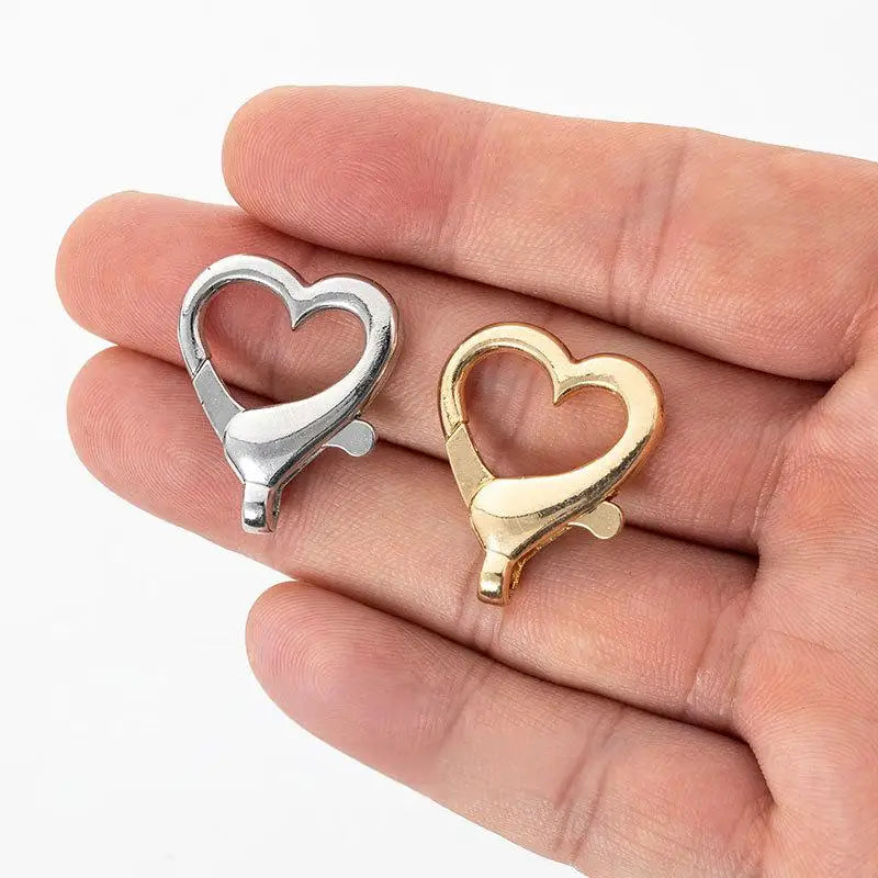 10pcs Heart Shaped Spring Clasps Metal Lobster Clasps Bag Clips Hook Dog Chain Buckles DIY Keychain Jewelry Making Accessories