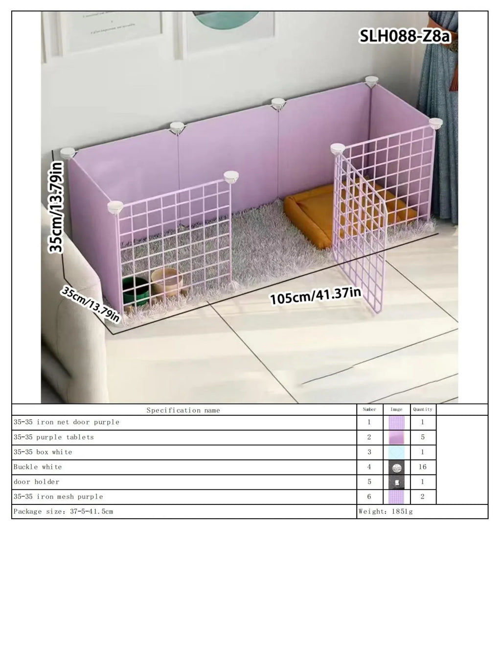 Dog Pet Fence Indoor Isolation Gate Dog Cage Small Dog Iron Guardrail Freely Combinable Cat and Dog Pet Fence Slh088-Z8A