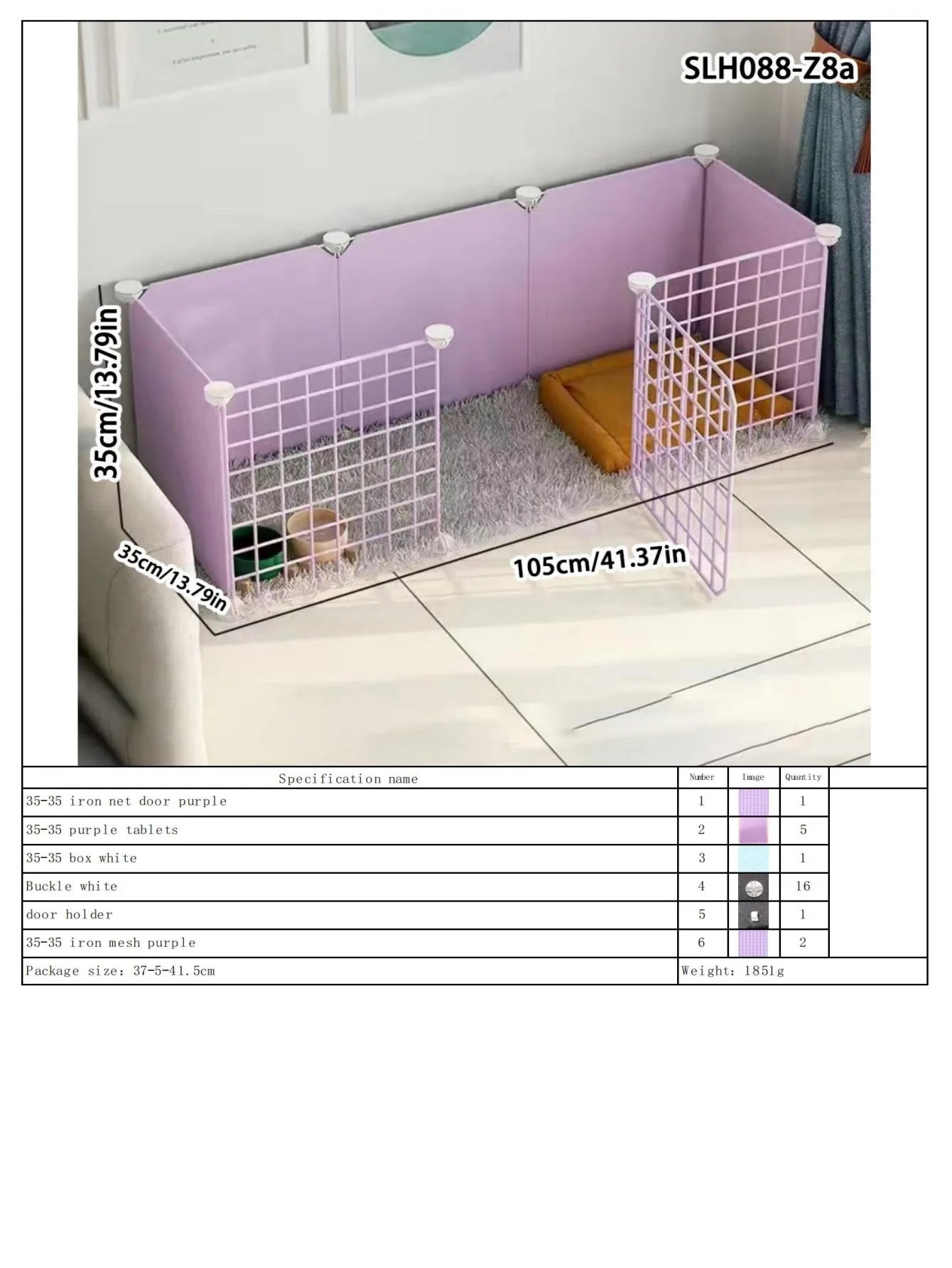 Dog Pet Fence Indoor Isolation Gate Dog Cage Small Dog Iron Guardrail Freely Combinable Cat and Dog Pet Fence Slh088-Z8A