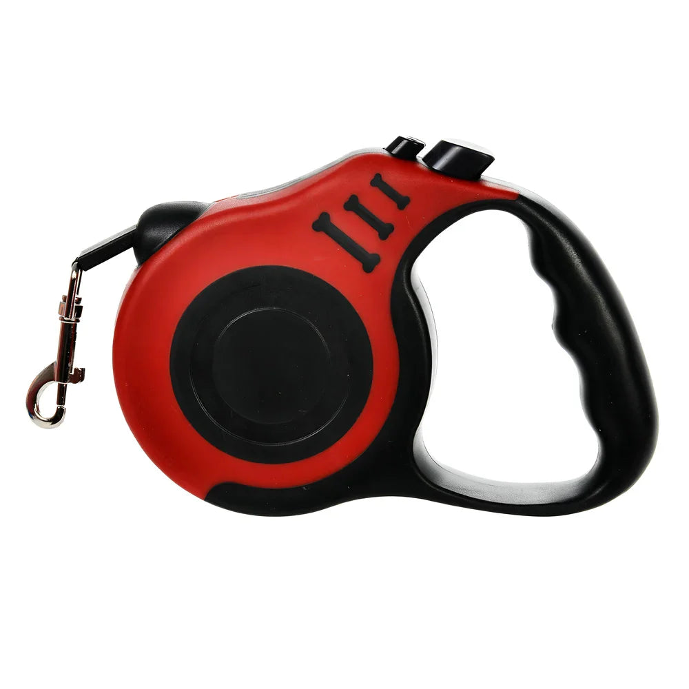 Retractable Dog Leash 3m (10ft) / 5m (16ft) Nylon Quick-Release Leash for Small to Large Dogs — Walking, Hiking & Travel Red China Mainland
