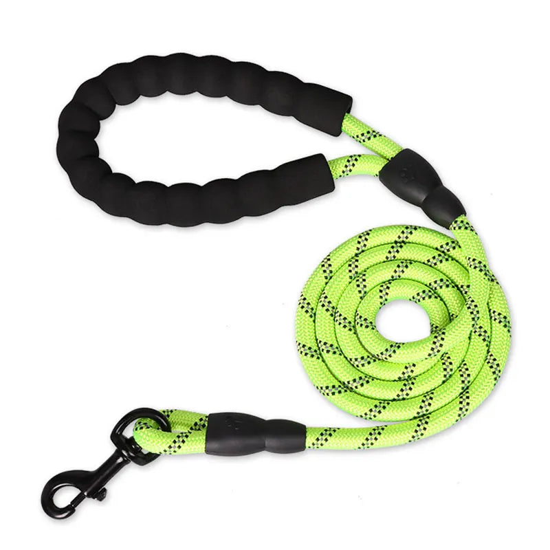 Reflective Heavy-Duty Nylon Dog Leash - 150/200/300cm (59/79/118 in | 5/6.6/9.8 ft) - Quick-Release for Small to Large Dogs green