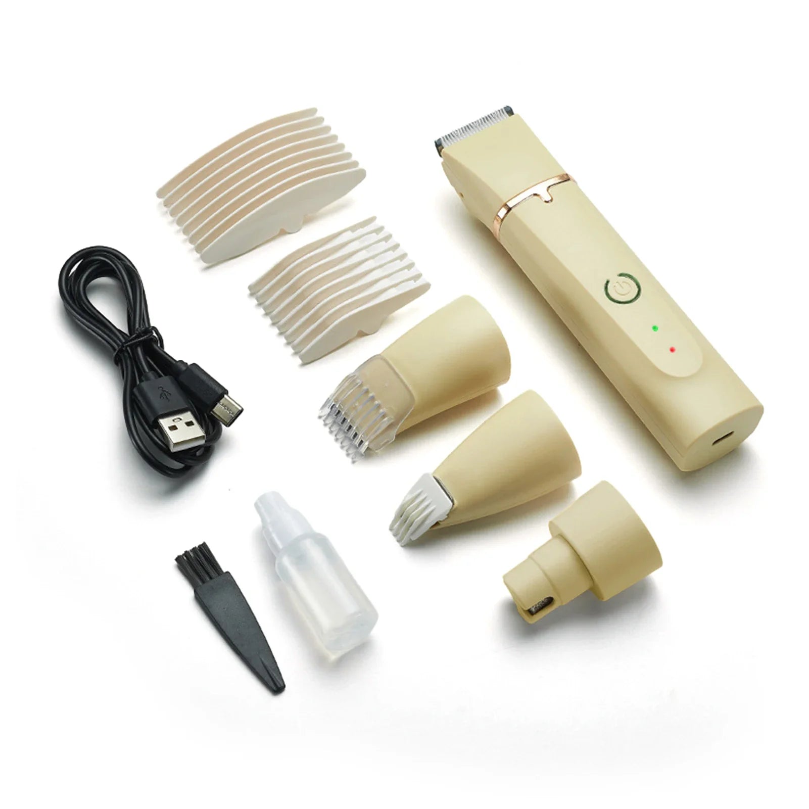 4-in-1 Waterproof Rechargeable Pet Grooming Kit — Cordless Dog & Cat Clippers with Nail Grinder & Detail Trimmer Gold Set