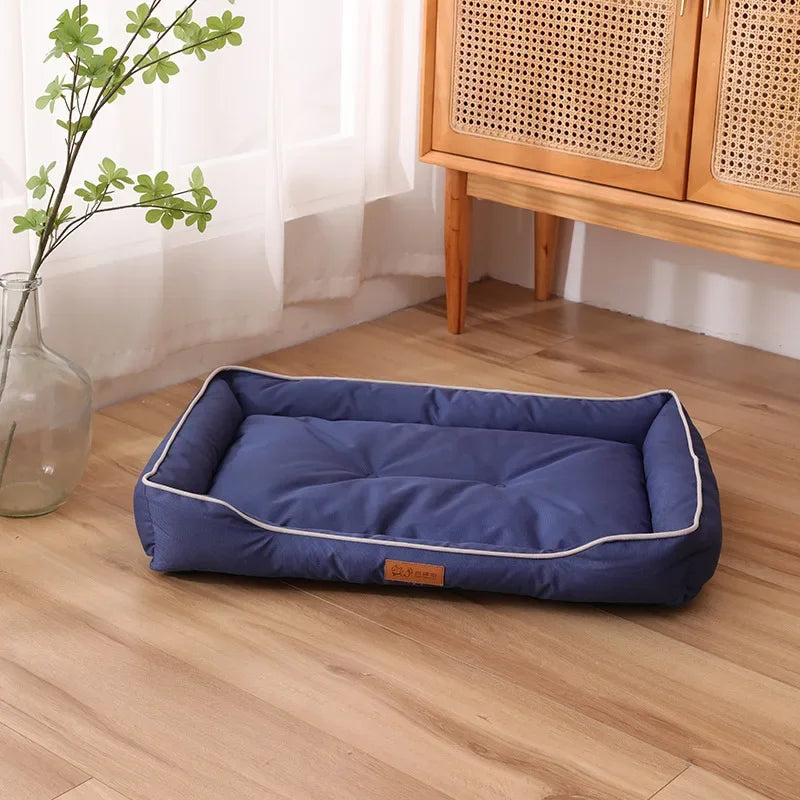 Four Seasons Paw Pet Sofa Dog Beds Waterproof Bottom Soft Fleece Warm Cat Bed House Pet Cushions for Small Medium Large Dogs Blue