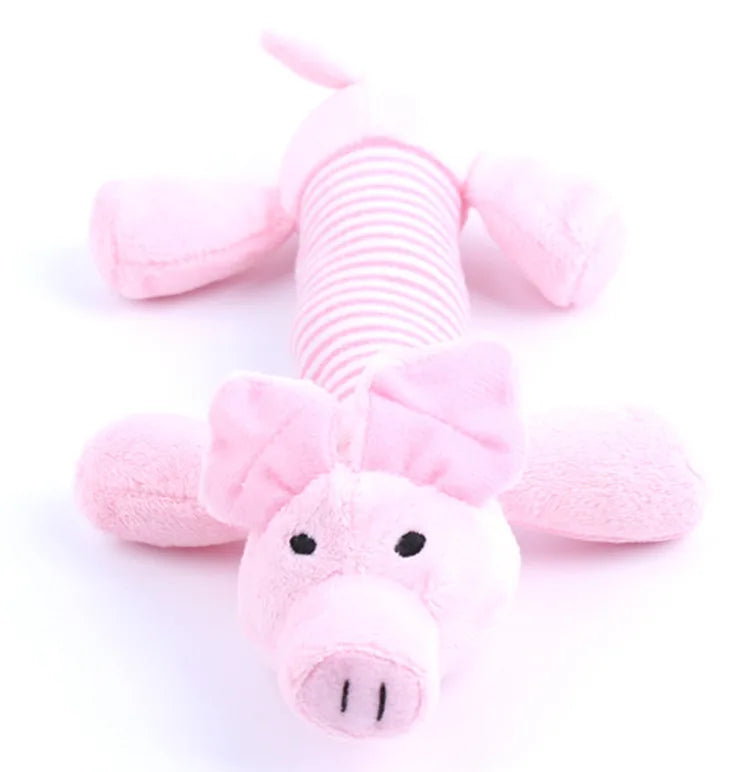 Stuffing-Free Squeaky Plush Dog Toy – Durable Crinkle Chew Toy, Simulated Animal Pink