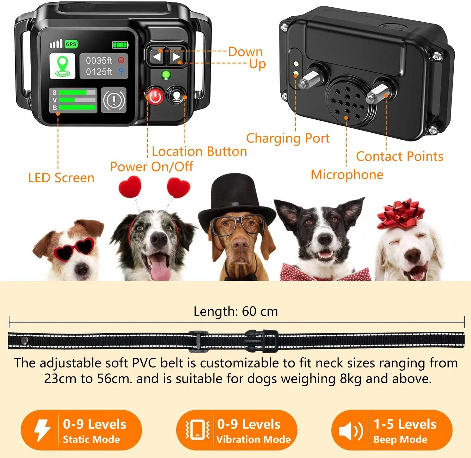 GPS Wireless Dog Fencing System - Electric dog fencing with GPS Electric Satellite Technology, Pet Fencing System Range 15~2000m black
