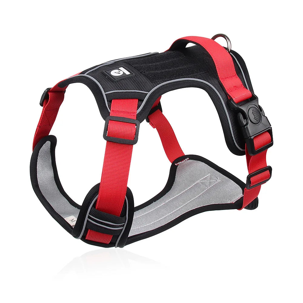 Tactical No-Pull Dog Harness Reflective Heavy Duty Oxford Cloth Waterproof Medium Large Breed Outdoor Walking Pet Vest Harness black