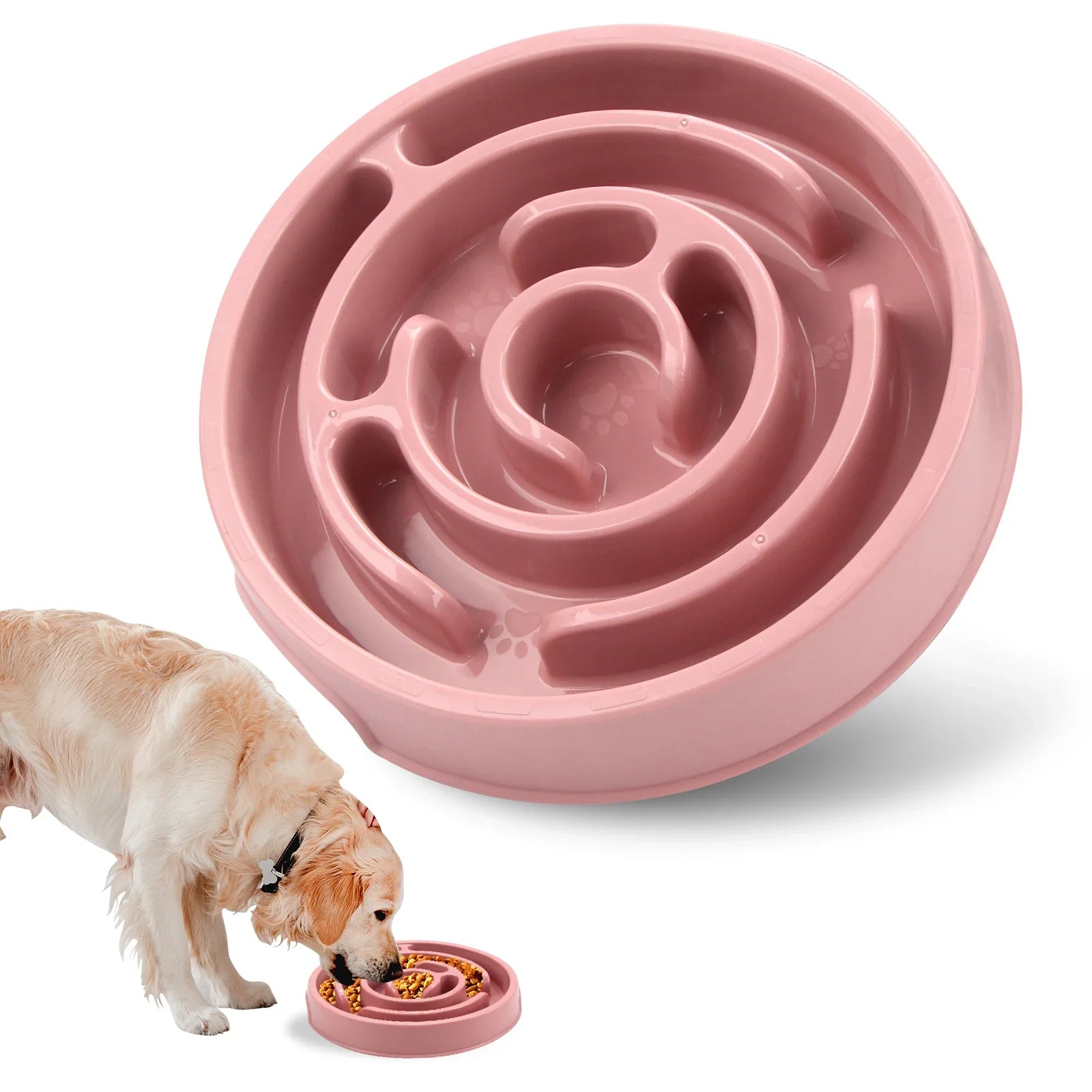 Pet Dog Slow Feeder Bowl Fun Non Slip Anti-Gulping Slower Food Feeding Dishes Eco Dog Bowl for Small Medium Large Dogs Puppy Macaron Pink