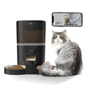 4L With HD Camera Automatic Pet Feeder Cat And Dog Food Automatic Dispenser Suitable For Two Pet Cat And Dog Feeding Remote Feed Double Meal Black 4L