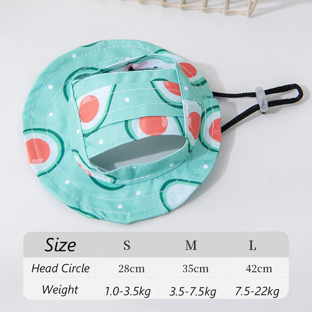 Cute Print Dog Hat for Small Medium Dogs | Adjustable Pet Cap for Pug Corgi Dachshund Avocado Default