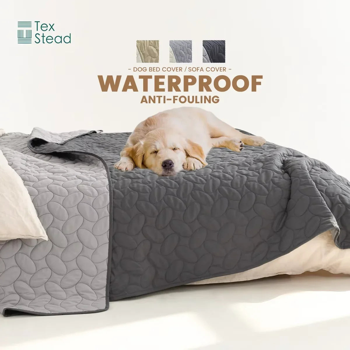 Waterproof Dog Bed Blanket Sofa Cover Pet Blanket for Furniture Bed Couch - Easy to Clean Dog Bed Cover Dark Gray