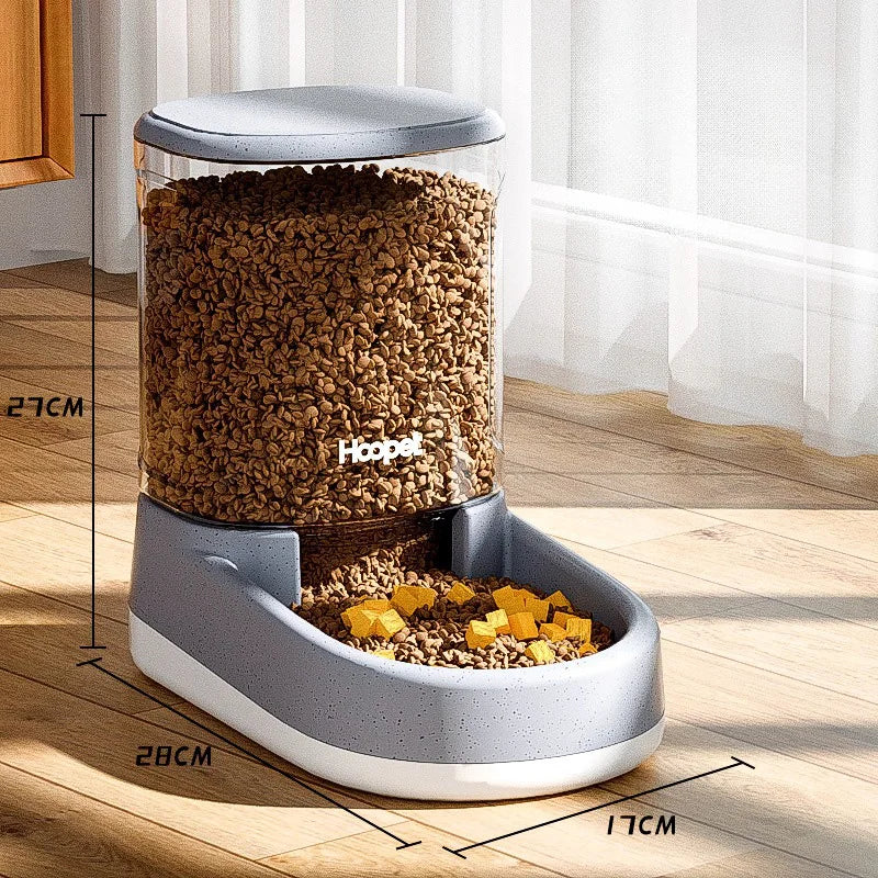 HOOPET Feeding Drinker Large Capacity Automatic Pet Supplies Wet Dry Dog Cat Feeder Drinking Bowl Dog Food Bowl Pet Supplies Feeder Gray