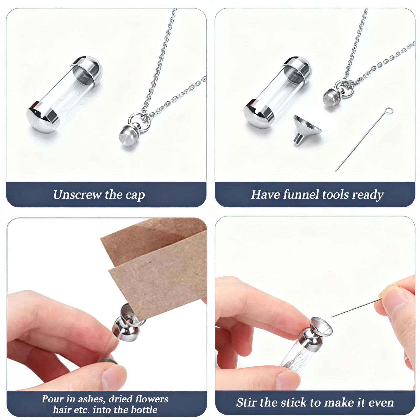 Small Glass Cremation Urn Vial Necklace for Ashes | Memorial Pet Charm