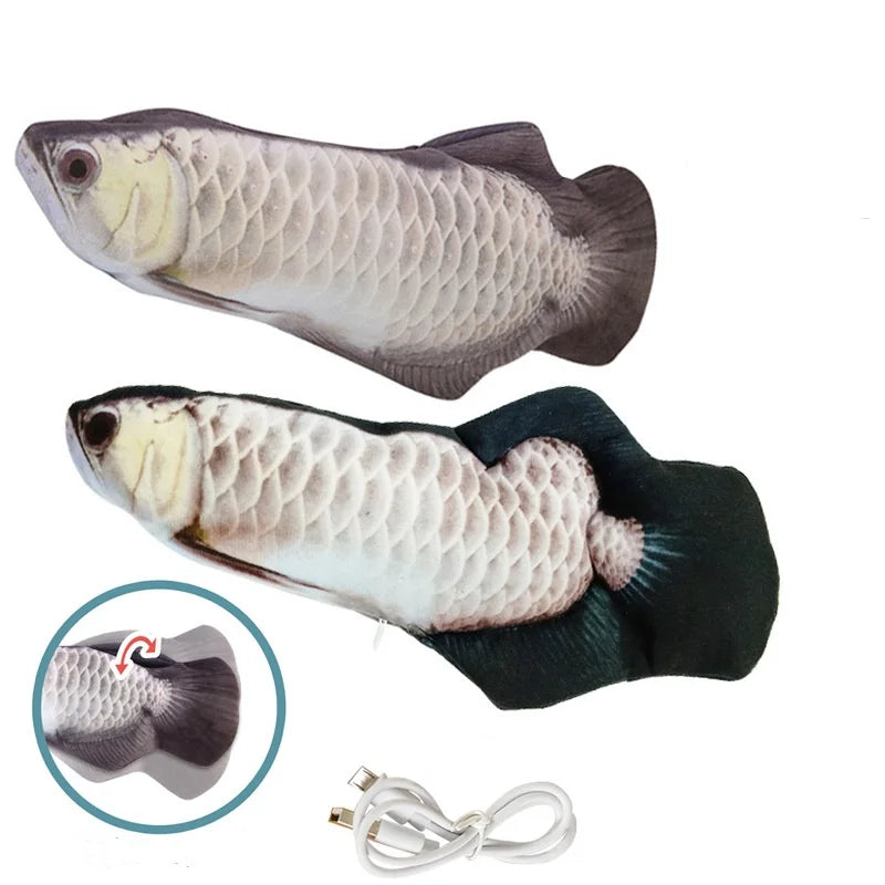 USB Rechargeable Floppy Fish Cat Toy - Interactive Electronic Plush Fish for Cats & Dogs 8