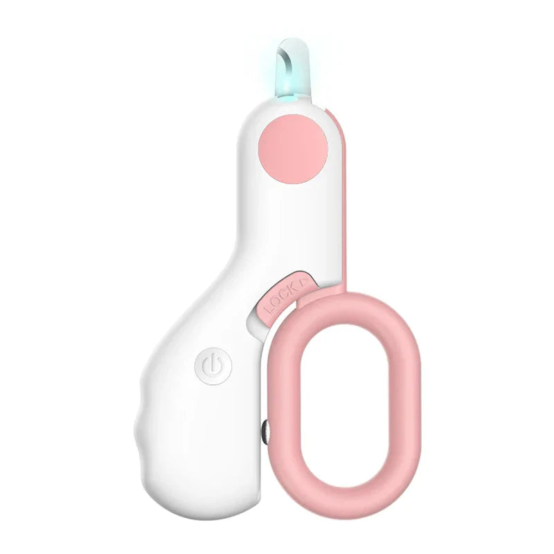 LED Pet Nail Clipper – Cat & Dog Claw Trimmer with Safety Lock Pink