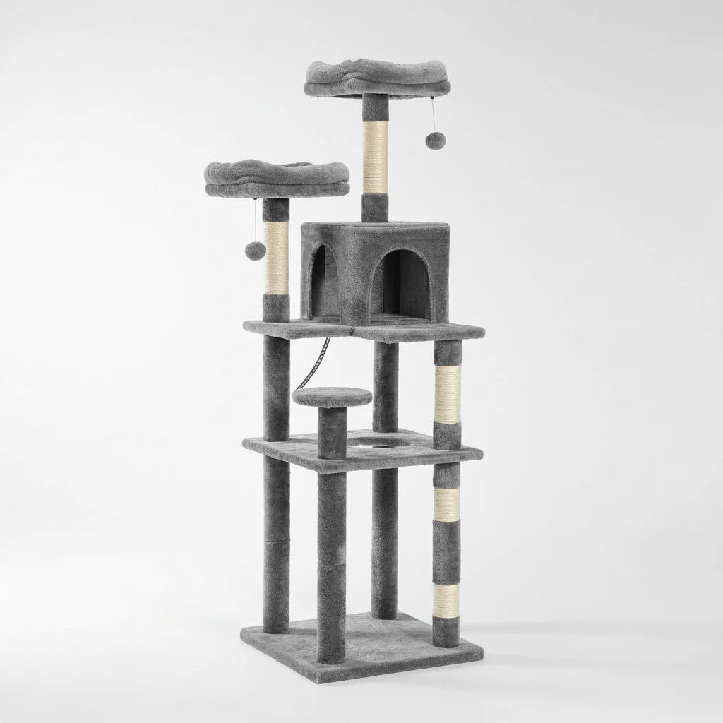 Extra Tall Cat Tree Tower – 6–7 ft Multi-Level Plush Condo with Scratching Posts F