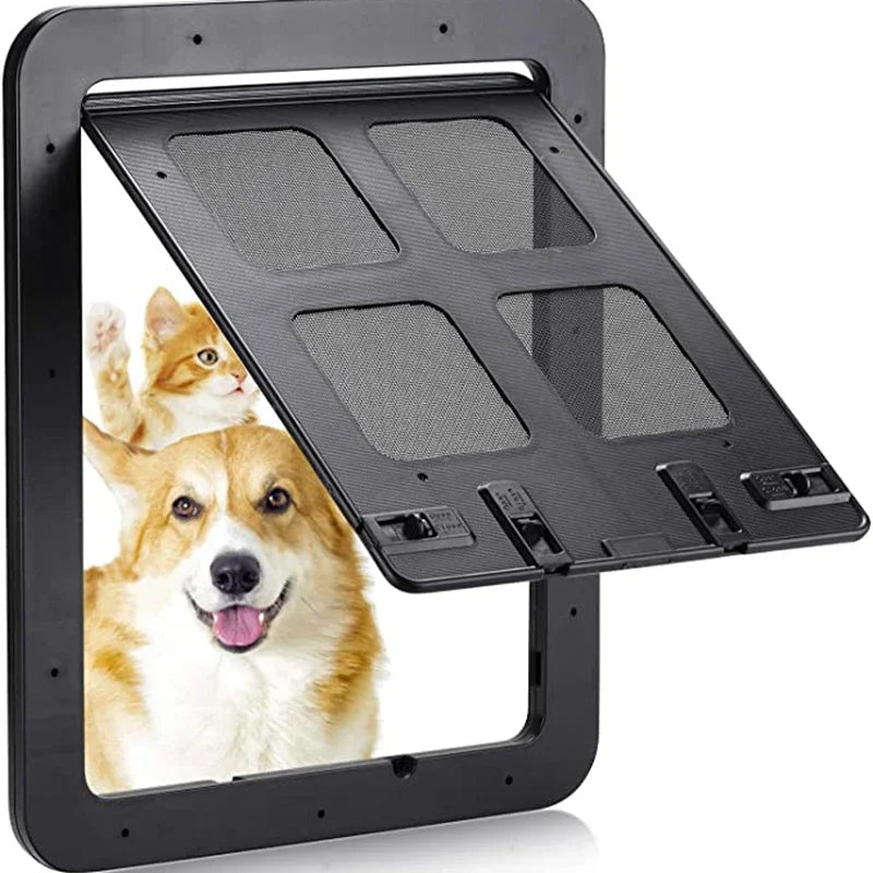 Magnetic Lockable Pet Screen Door for Cats & Small/Medium Dogs — Window/Gate Mount, L 24×29 cm (9.4×11.4 in) & XL 37×42 cm (14.6×16.5 in), Easy Install square