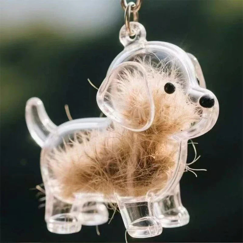 Clear Puppy Hair Memorial Keychain | Pet Fur Keepsake Capsule DIY Pendant A9