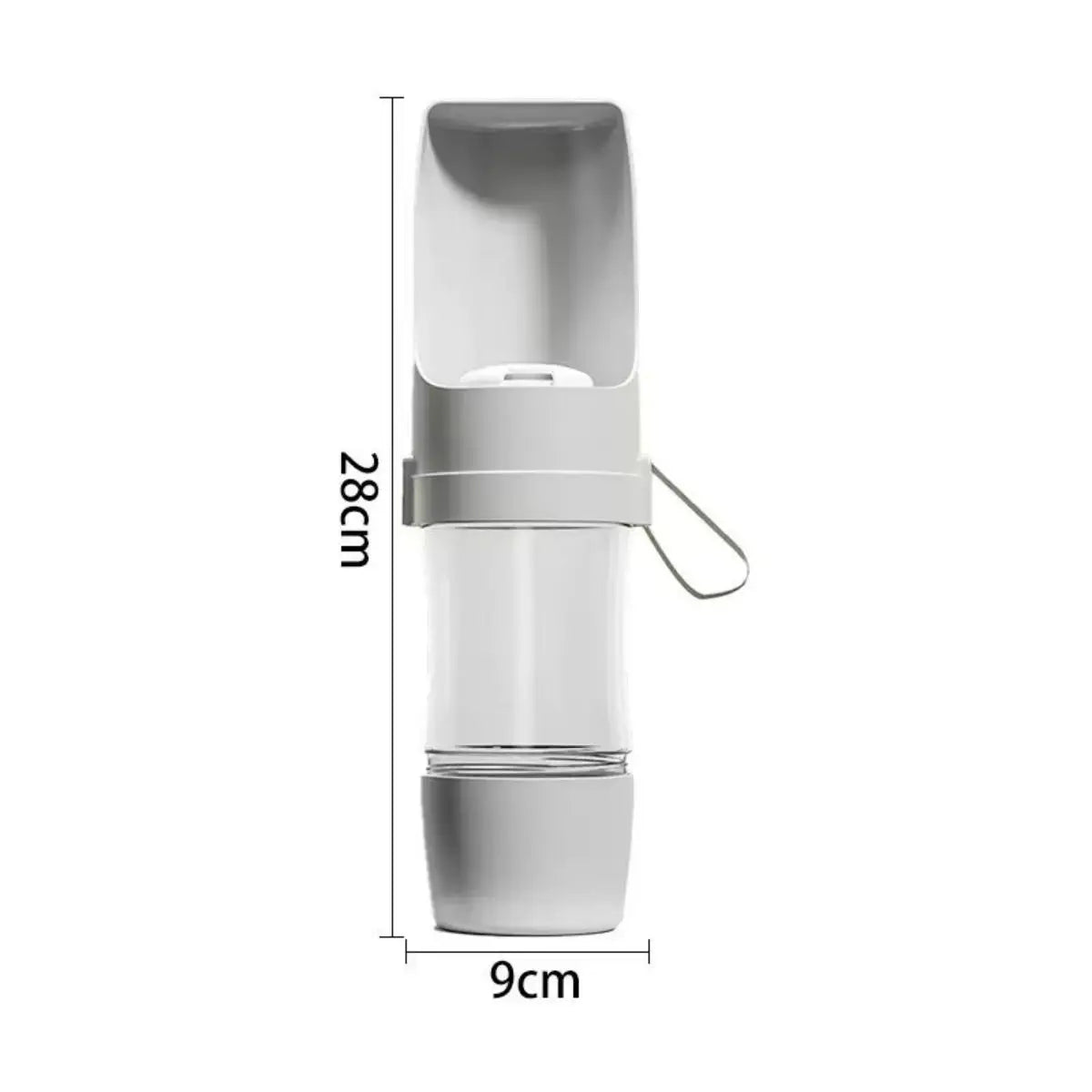 Portable 500ml (16.9 fl oz) Pet Water Bottle with Food Storage & Foldable Bowl - Travel Feeder for Dogs & Cats Gery China Mainland