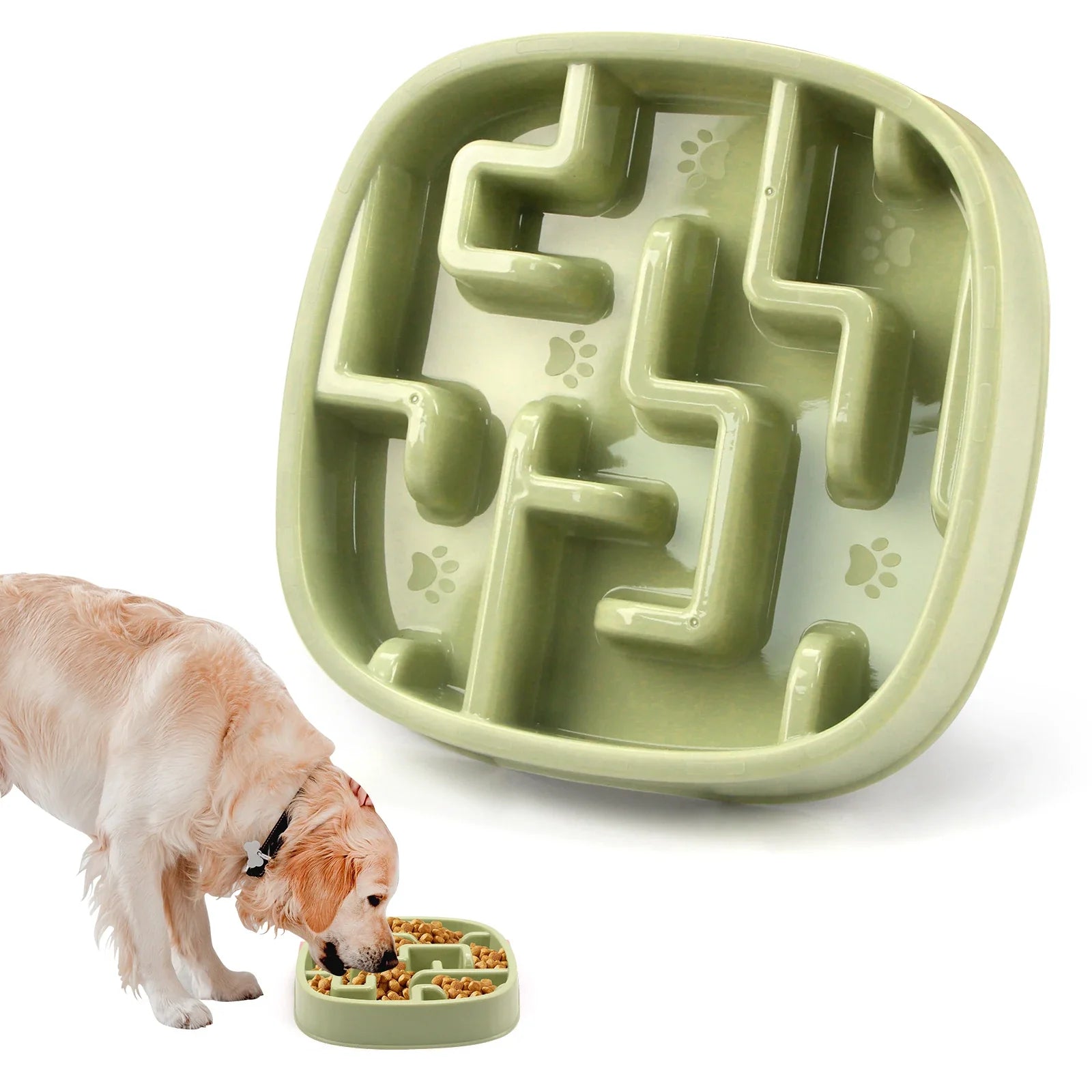 Pet Dog Slow Feeder Bowl Fun Non Slip Anti-Gulping Slower Food Feeding Dishes Eco Dog Bowl for Small Medium Large Dogs Puppy B Macaron Green