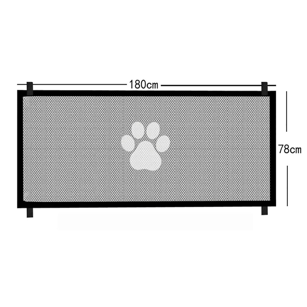 Dog Gate for Stairs - Pet House Screen Door with 4 Hooks, Indoor Safety Fence Barrier, Stairway Pet Gate for Dogs Cats L 180cm