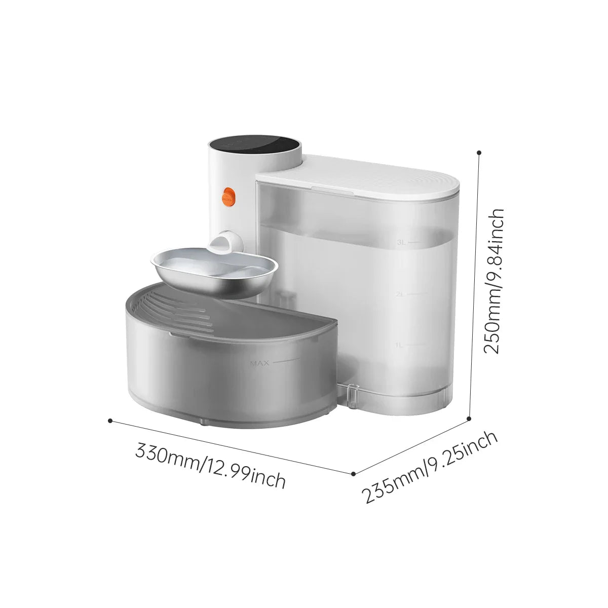 Automatic Stainless Steel Pet Water Fountain 3L Rechargeable Wireless Drinking Bowl for Cats & Small Dogs white 3L S
