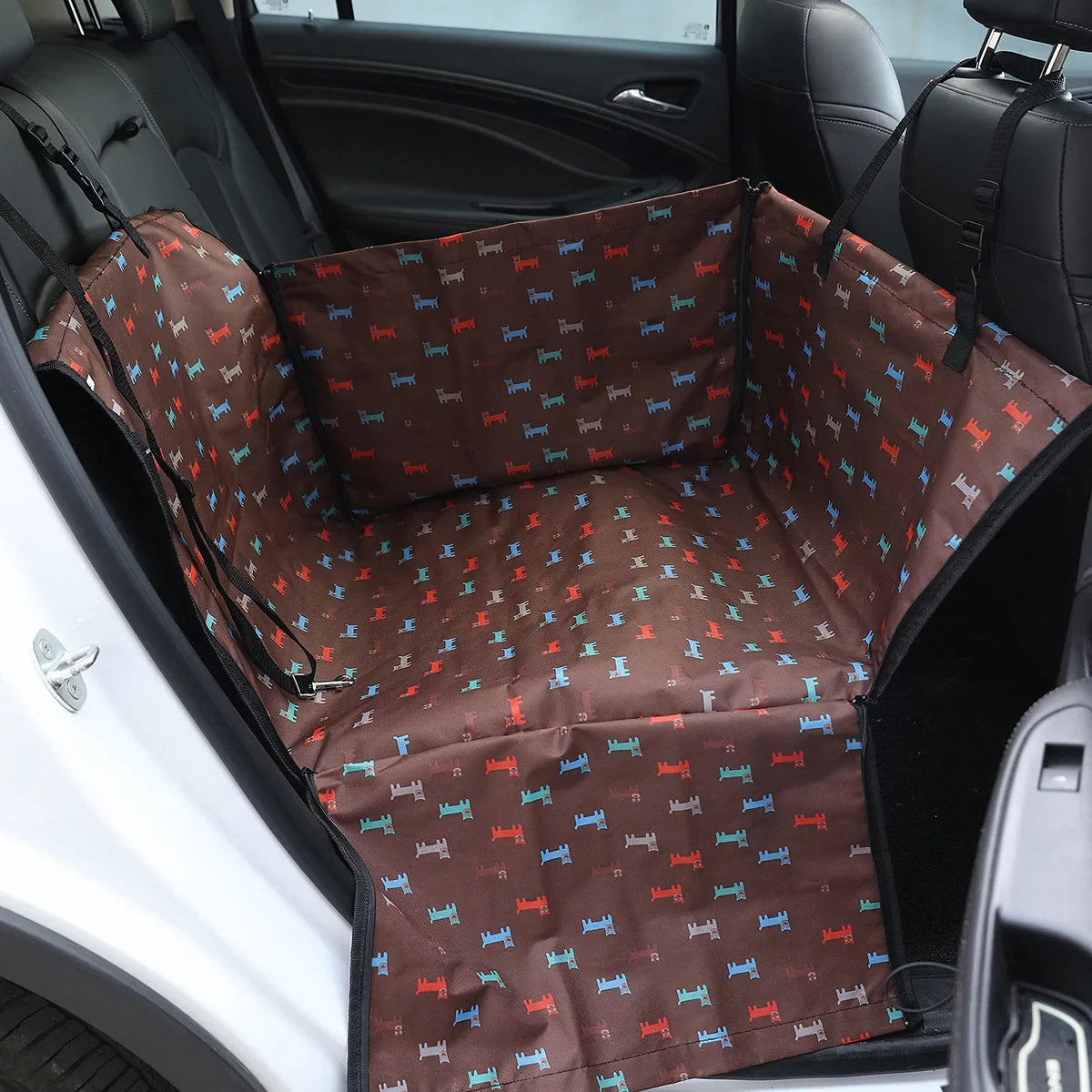 Pet Car Seat Cover Hammock for Dogs & Cats Waterproof Rear Bench Protector 60x35x53 cm (23.6x13.8x20.9 in) Coffee 60x35x53cm