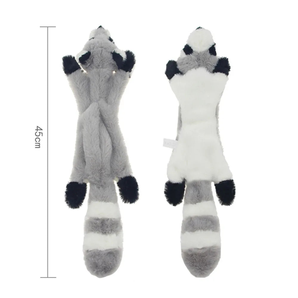 No-Stuffing Squeaky Dog Toy - Durable Simulated Animal Plush with Crinkle and Chew-Resistant Design Raccoon